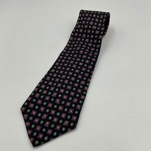 VTG Polo by Ralph Lauren Men's Black Geometric Pattern Silk Tie
